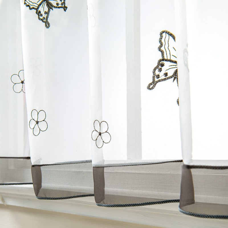 Delien Net Curtain, Voile Bistro Curtains with Loops, Kitchen Short