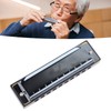 Black Harmonica C Key 10 Hole Blue Harp Stainless Steel