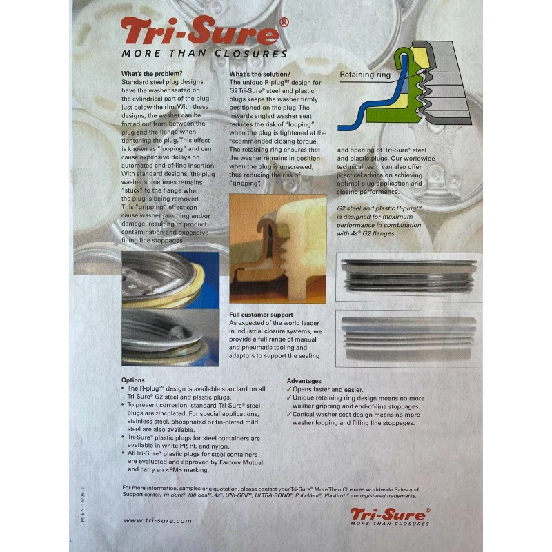 Tri Sure 2" Steel Drum Cap Bung Plugs 55 Gal