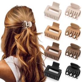 Dokpav 8Pzs Pinzas para El Cabello, Garra Fuerte Para Pelo, Pinzas para el Pelo Antideslizante, Pasador Mate Para Mujer, Hair Claw Clips con Resorte Fuerte para Bañarse, Lavarse la Cara, Fiestas