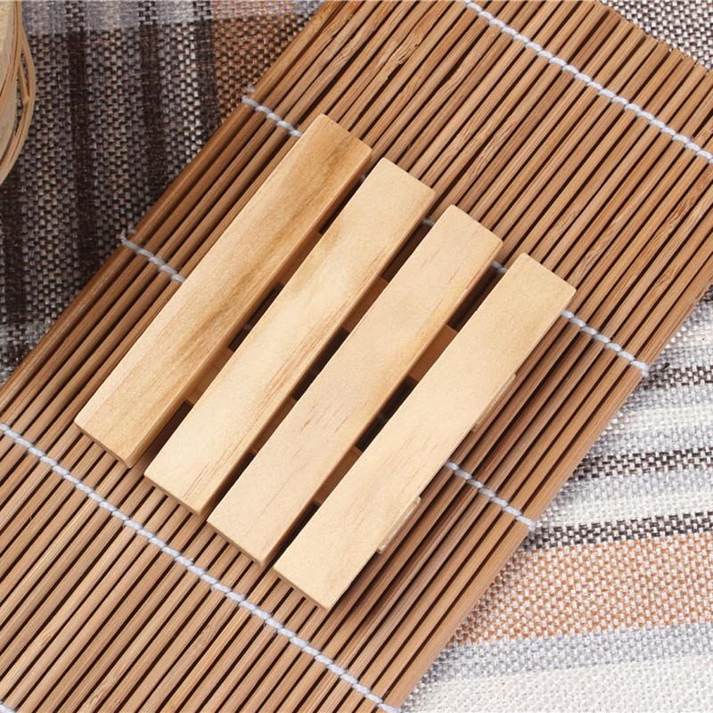 Pack of 2 Natural Wooden Bamboo Soap Dish Wooden Shower