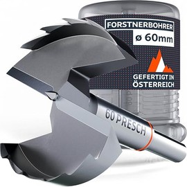 Presch Forstner drill bit, diameter 60 mm, extremely sharp, durable branch hole drill, high-precision centring tip for perfect concentricity, reliable performance thanks to optimised service life