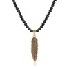 GAVU Mens Matte Onyx Pearl Feather Pendant Necklace, Stone, Onyx
