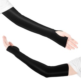 moniko Arm Cover, Cool Touch, Set of 2, For Summer, UV Protection, Sweat Absorbent, Quick Drying, Anti-Slip, Men's, Women's, Unisex, Stretchy, Breathable, UPF 50+, UV Protection, Fit, Finger Holes, Arm Sleeve, Driving, Cycling, Outdoors, Sports, Black