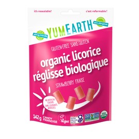 YumEarth Organic Strawberry Licorice - No Artificial Colors, Allergy Friendly, Gluten Free, Non-GMO, Vegan, 142g