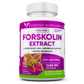 Everyday Supplements 6 x Forskolin Maximum Strength 100% Pure 3400mg Rapid Results Forskolin Extract
