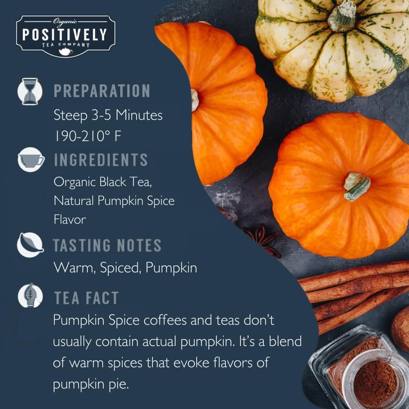 Organic Positively Tea Company, Pumpkin Spice Black Tea Bags, 20