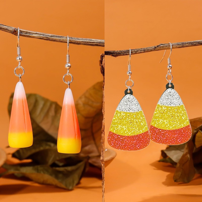 Candy Corn Earrings for Women Halloween Thanksgiving Fall Colorful Earrings