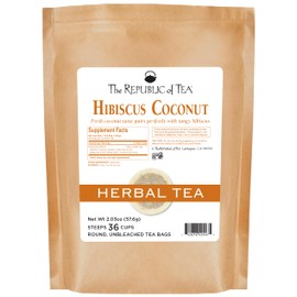 The Republic of Tea Hibiscus Coconut Superflower Herbal Tea, 36 Tea Bag Refill