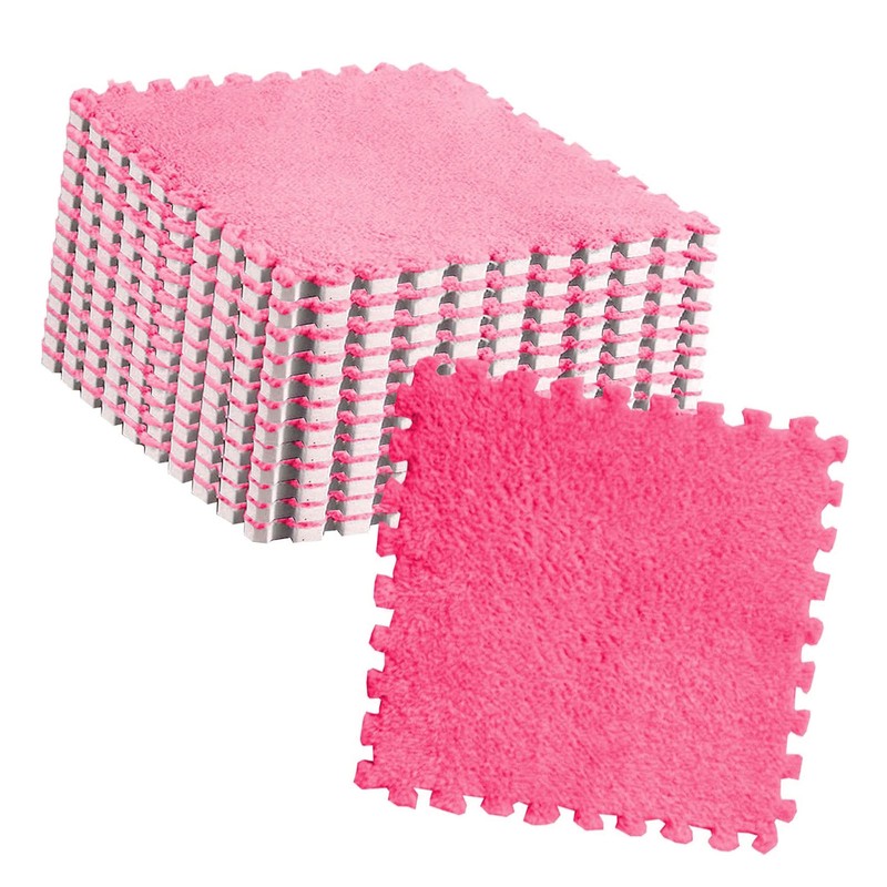 10pcs Plush Puzzle Floor Foam Mat Tiles Fluffy Cuttable Anti