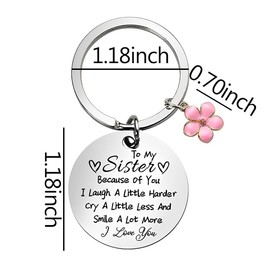 Sister Keychain Gifts for Girls Women Sisters Birthday Gifts from Sister I Love You Gift for Sister Flower Keychains for Women Big Little Sisters Graduation Gift for Women Girls