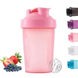 Protein Powder Shaker Bottle Milkshake Shaking Cup Workout Water Bottle 400 ML Non-Leak Cap BPA-Free For Power Gym Sports Supplement Fitness Workout Outdoor Evenments(Pink)