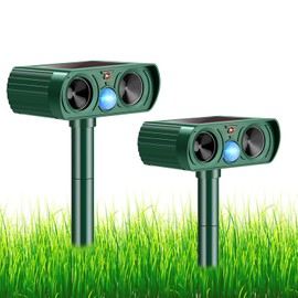 2 Pack 2025 Solar Ultrasonic Animal Repeller Waterproof Deer Repellent Devices Flashing Light Deterrent for Rabbits, Raccoons, Dogs, Cats,Rodents, Skunks, Squirrels,Yard Garden Outdoor