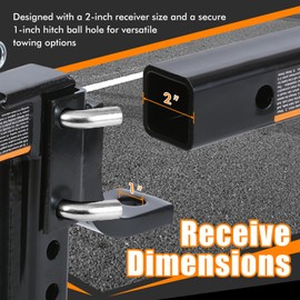 MaxxHaul 51043 Trailer Hitch and Hitch Pin - 8-Position Adjustable Ball Mount Tow Hitch - 5000 lbs. GTW Capacity, Black