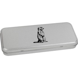 Azeeda 'Meerkat Standing Guard' Metal Hinged Stationery Tin/Storage Box (TT00230788)