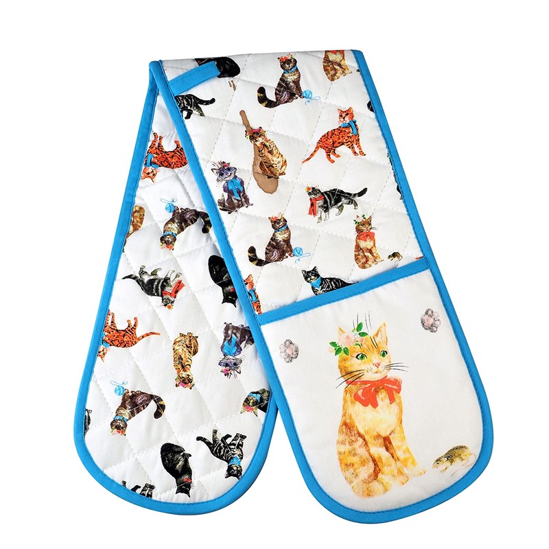 Sterling Sports®DOUBLE OVEN GLOVES MITT 100% COTTON FLORAL NOVELTY KITCHEN