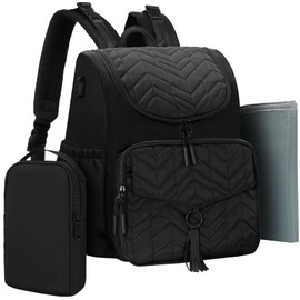 Large Capacity Diaper Bag Backpack, Travel Diaper Backpack with Stroller Strap, Washable Changing Pad, Pacifier Case, Travel Mini Maternity Bags for Dad Mom - Black