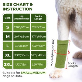 ROZKITCH Pet Dog Elbow Protector Dog Elbow Sleeve, 2PCS Front Leg and 2PCS Back Leg Brace, Dog Elbow Wrap, Dog Leg Warmer Wrap Protector, Pet Elastic Knitted Breathable Protective Socks Green XL