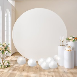 Outpain 7.5FT Ivory Round Arch Backdrop Cover for 7.5FT Circle Arch Stand Wrinkle Resistant Circle Arch Backdrop Cover for Wedding, Birthday, Baby Shower Decorations