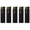 Cricket Lighters Electronic 5 Pack Original Size Black Matte Gold Cap Made in Holland