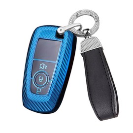 ontto TPU Car Key fob Cover case Fit for Ford Focus Edge Explorer Fusion Mondeo Mustang Raptor Ecosport Ranger F150 F250 F350 Remote Key Shell Holder Bag Keychain Keyring Accessories 3 Buttons Blue