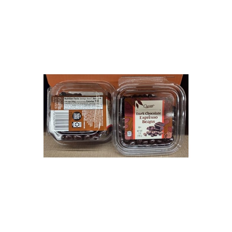 Choceur Dark Chocolate Espresso Beans 7oz 198g (2 Tubs)