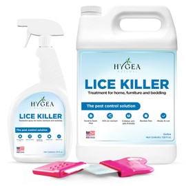 Hygea Natural Lice Kit Includes Comb with Magnifier for lice and nits and Lice Spray & Refill for Home, Furniture, Bedding - Natural Treatment- Family Friendly and pet Safe - Stain and Scent Free