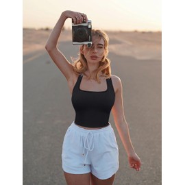 OQQ Women's 3 Piece Tank Tops Ribbed Seamless Workout Exercise Shirts 2025 Summer Basic Camis Black Grey Beige