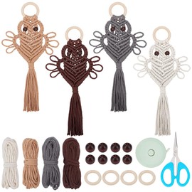BEUNITONE 4 Set DIY Makramee Eulen Wand hängende Set für Erwachsene Anfänger Boho Makramee Eulen Set Makramee Wand hängende Ornament einzigartige Handwerk Design für Zimmer Makramee Wanddekor