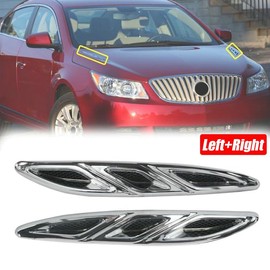 2PCS Intake Scoop Turbo Bonnet Vent Hood Air Vent Trim Cover for Buick Lacrosse 2009 2010 2011 2012 2013 Chrome