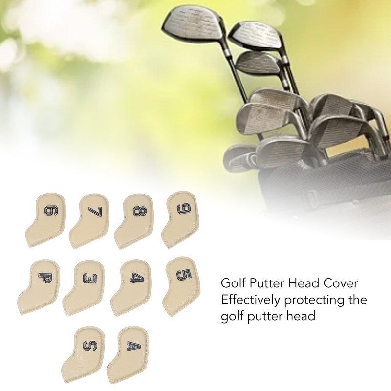 10PCS Golf Head Protective Covers Waterproof PU Material Golf Putter