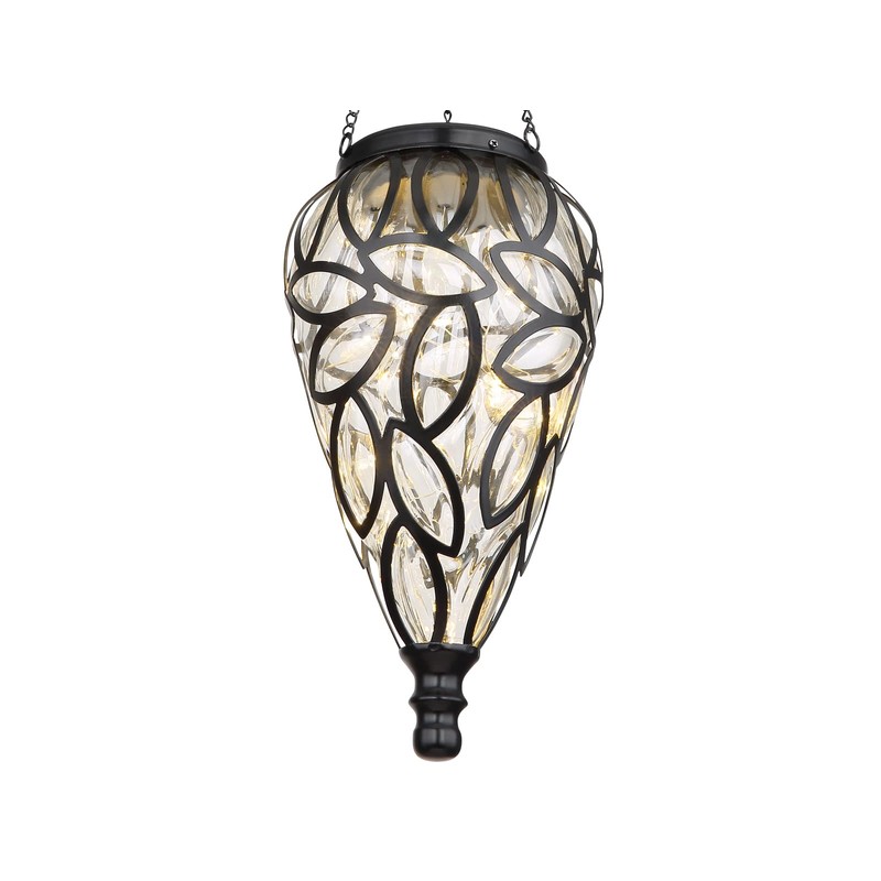 LED Solar Pendant Light Clear Total Height with Chain 50
