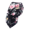 Kissvian Men's Fashion Causal Black Necktie Floral Printed Skinny Tie,