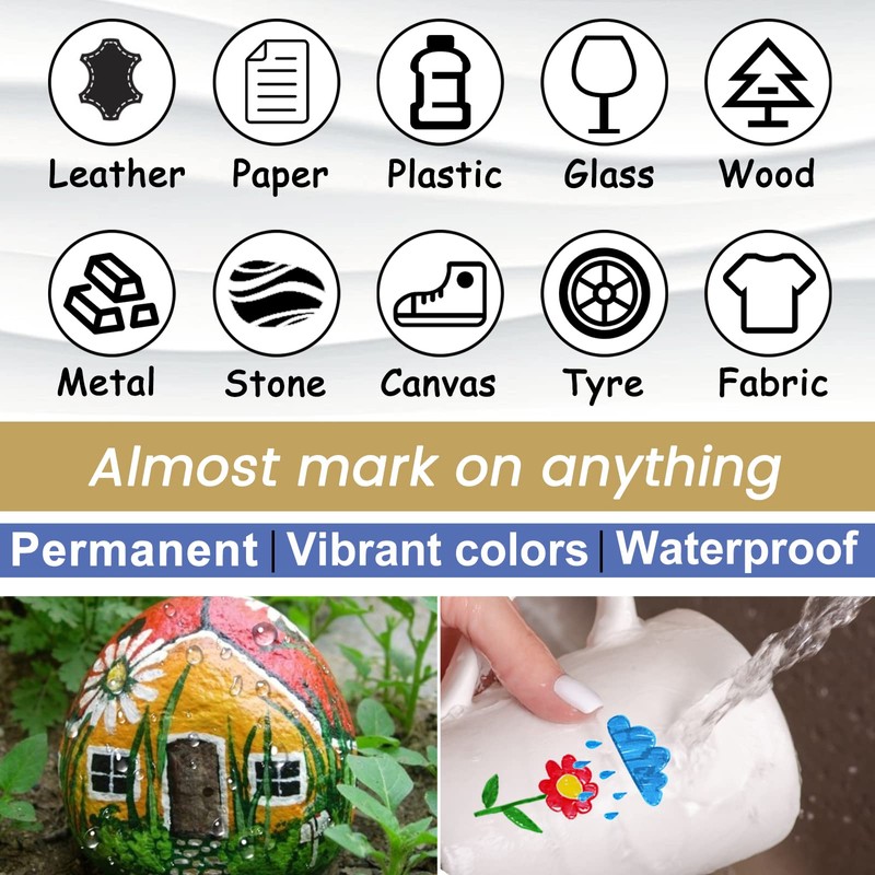 Overseas White & Black Paint Pens Paint Markers - Permanent