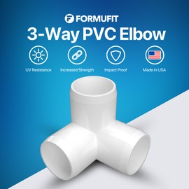 FORMUFIT 1-1/4" 3-Way Elbow Furniture Grade PVC Fitting in White, Made in USA, UV-Resistant, Impact-Proof, 1.660" Actual Socket Diameter (Pack of 4)