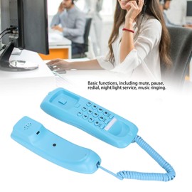 Mini Landline Phone, Compact Landline Telephone with Mute, Pulse Dialing, Anti Interference Thunder, Desk Wall Convertible, Ideal for Office Home Hotel (Blue)