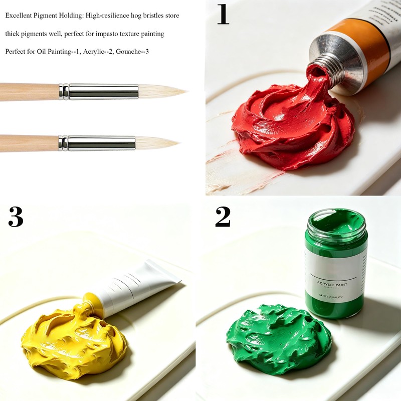 Findartle Round Pointed Bristle Paint Brushes With Long Wood Handle