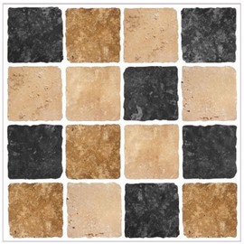 LPS Pack of 10 Black brown cream stone travertine effect mosaic tile stickers transfers bathroom kitchen stick on tile peel and stick on wall tile