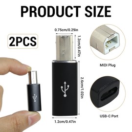 SopwMap 2 Stück USB C Buchse zu Drucker USB B Stecker Adapter, Typ-C zu B Konverter Datensynchronisation, Kompatibel für MIDI-Geräten, Druckern, E-Pianos, Unterstützt Plug & Play