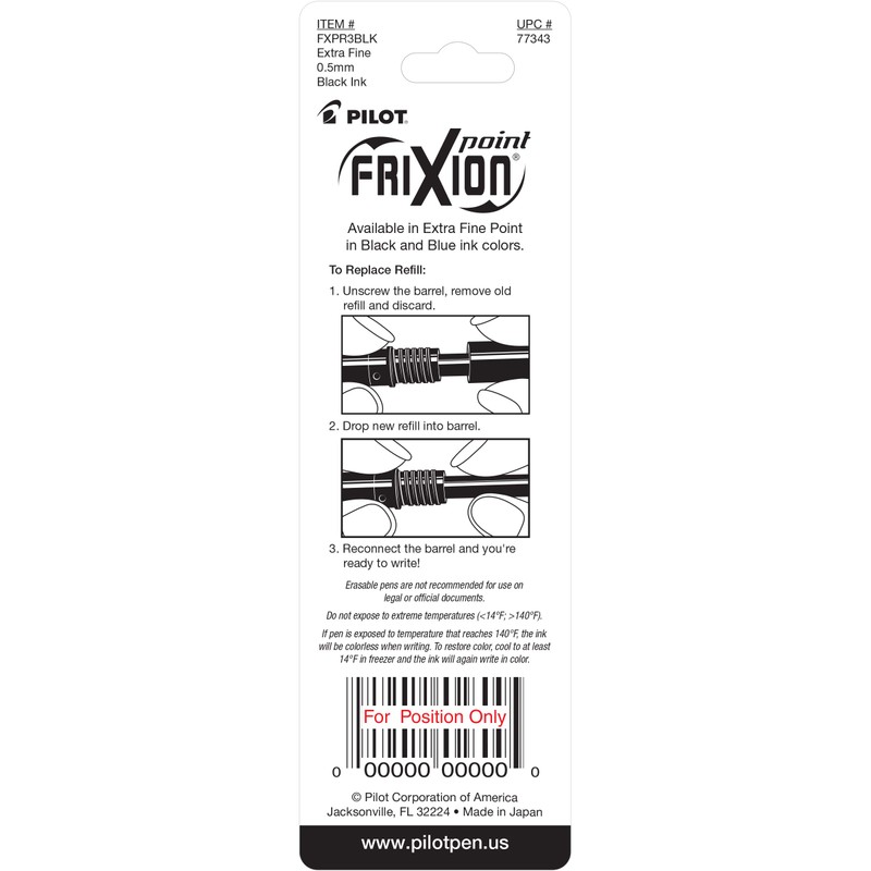 Pilot, FriXion Point Gel Ink Refills for Erasable Pens, Extra