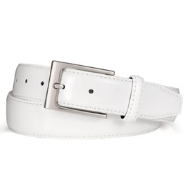 WHIPPY Men's Leather Belt Fashion Mens Belt Every Day Casual Jeans Black Leather Belts for Men Work Business,White 43.31"