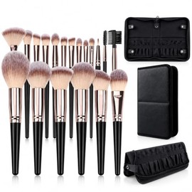 Set de Brochas para Maquillaje 20 Piezas con Estuche(Oro negro)