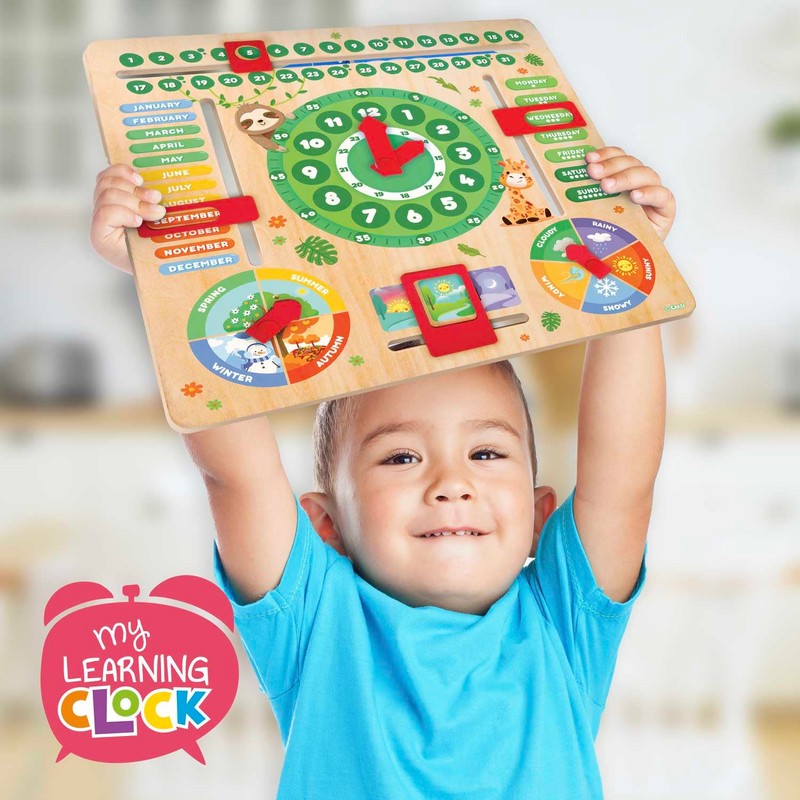 CRAZE My Learning Clock Animals English Language - Wooden Learning