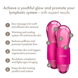 GESKE SmartAppGuided™ Cool & Warm Duo Eye Massager | 7 in 1 | Time-saving Dual Massager | For Eyes & Face | Battery-free Cooling & Warming | Firms, Relaxes & De-Puffs Skin