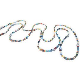 Traditional Multicolor Glass Waist Beads, 42-Inch Length, 1-2MM Beads, Cotton Tie-on Strand