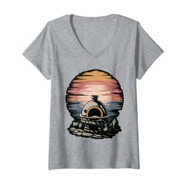 Womens Vintage Pottery Kiln Ceramics Art Teacher Pottery Lover V-Neck T-Shirt