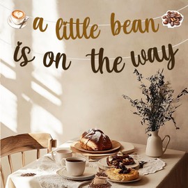 Coffee Bean Baby Shower Decorations Banner, A Little Beans Is On The Way Banner Baby Is Brewing Decor Coffee Beans and Coffees Decoration for Coffees Theme Baby Shower Gender Reveal Party Supplies