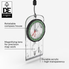 Silva Compass Outdoor - Ranger Hiking Compass - Map Scales 1:25k & 1:50k - For Basic Outdoor Activities - Rotating Housing with Rubber Grip - For Hiking and Military