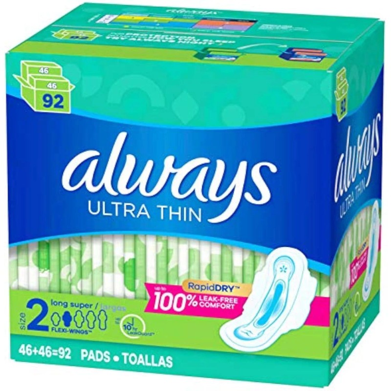 Always Ultra Thin Pads Size 2 Super Long Absorbency Unscented