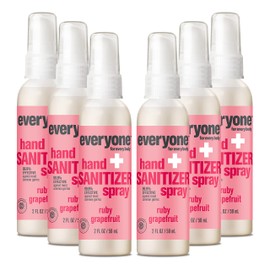 Everyone Hand Sanitizer Spray, 2 Ounce (Pack of 6), Ruby Grapefruit, Plant Derived Alcohol with Pure Essential Oils, 99% Effective Against Germs